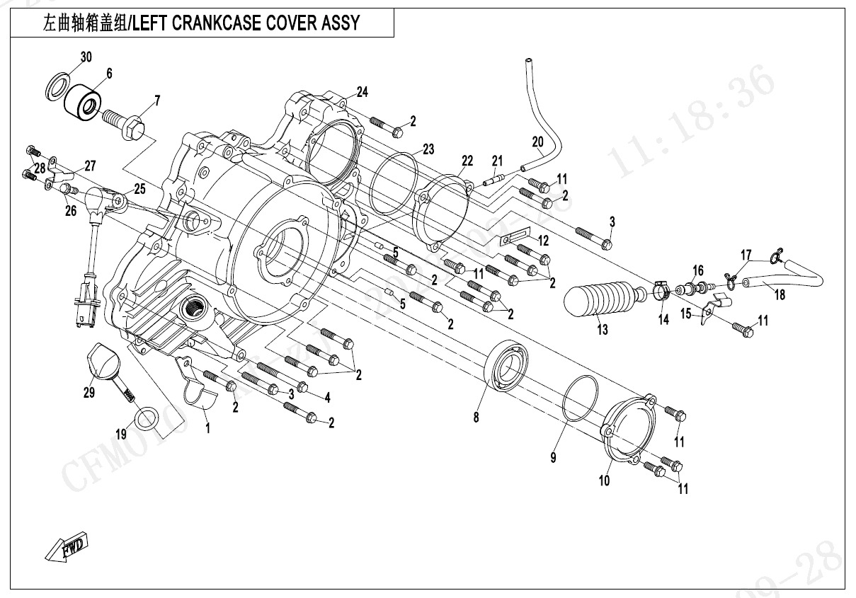 E01-4-V3 - LEFT CRANKCASE COVER ASSY