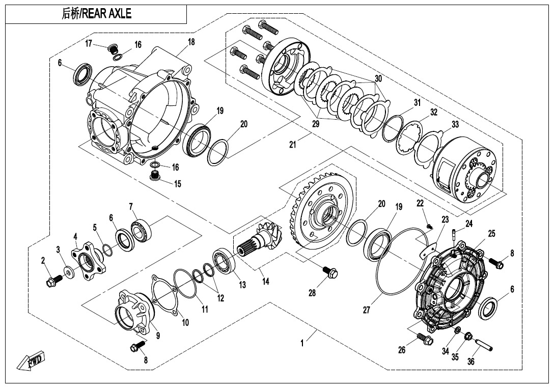 F33-A - REAR AXLE(WITH DIFFERENTIAL)