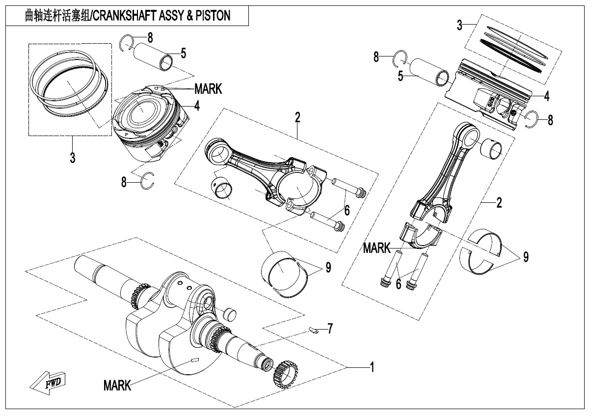 E04 - CRANKSHAFT @^ CONNECTING ROD @^ PISTON ASSY(HORIZONTALLY SPLIT CONNECTING ROD)