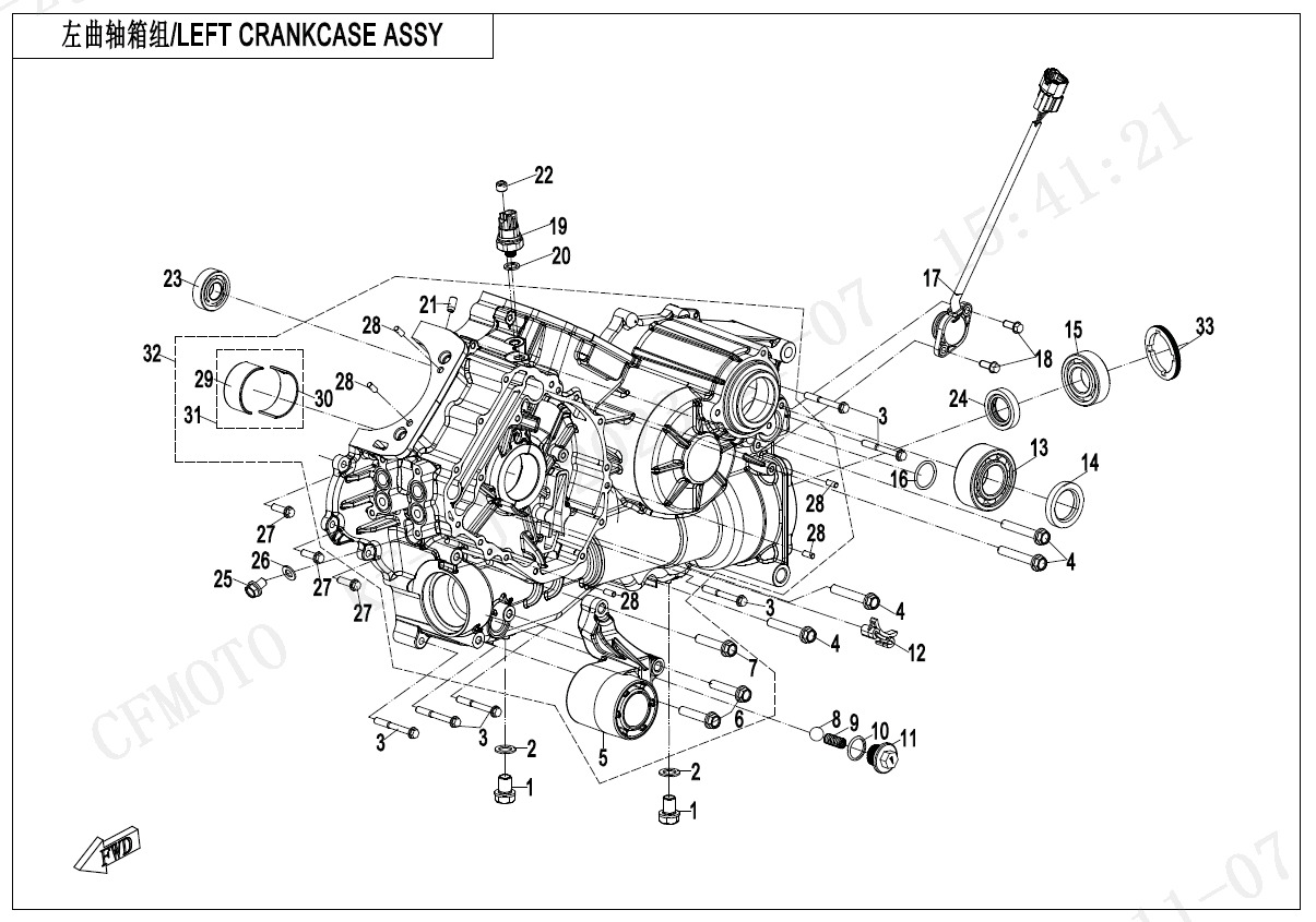 E01-1 - LEFT CRANKCASE ASSY