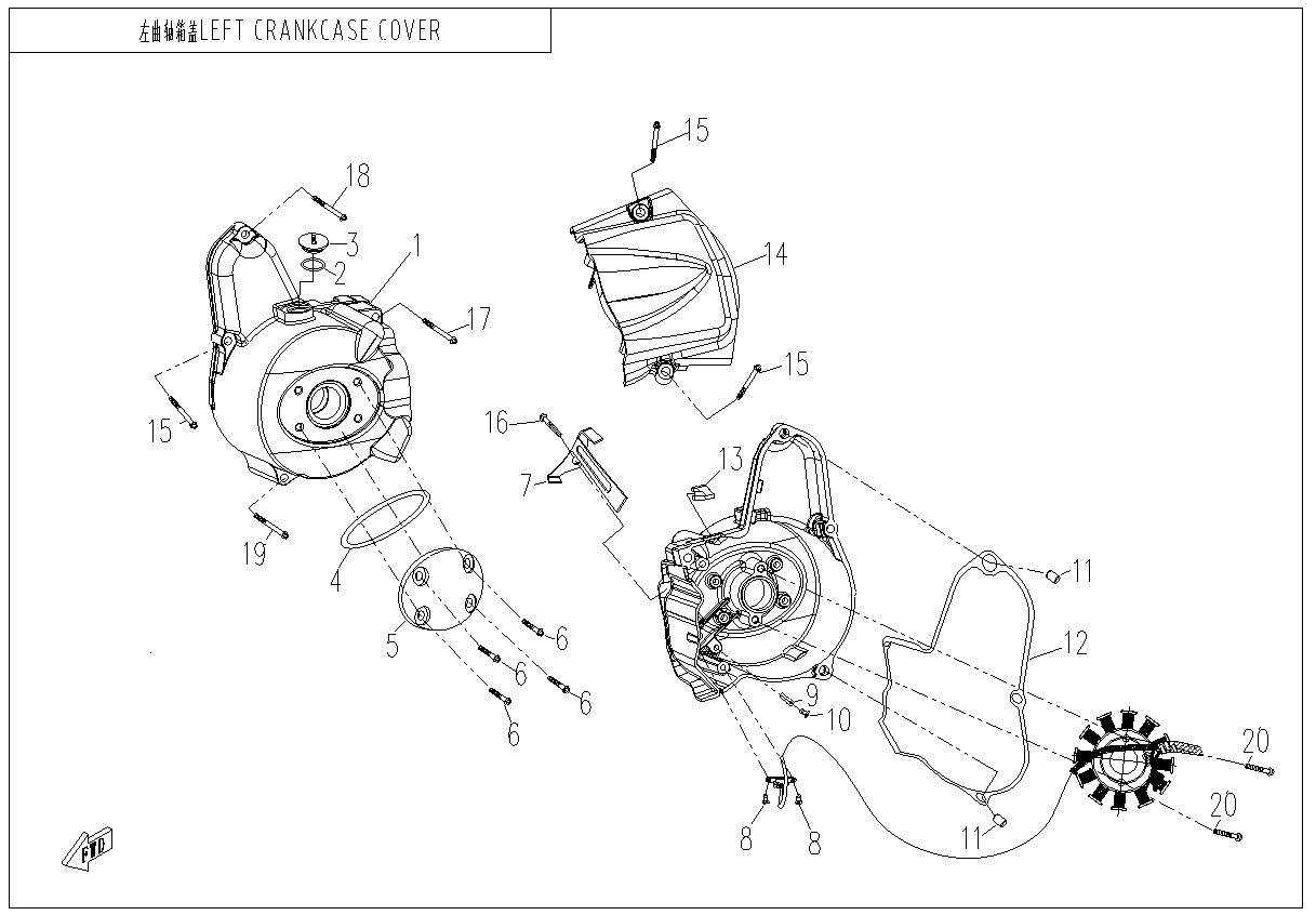 E01-2 - LEFT CRANKCASE COVER