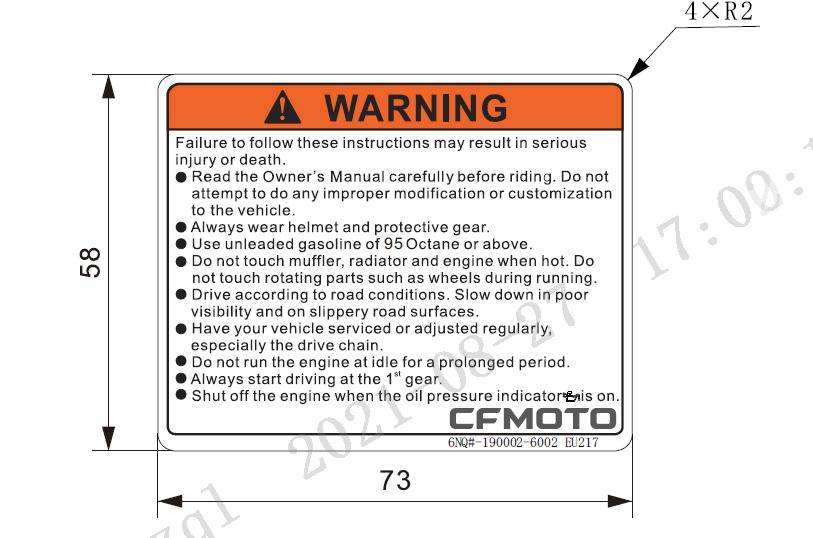 F19-1 - WARNING DECAL