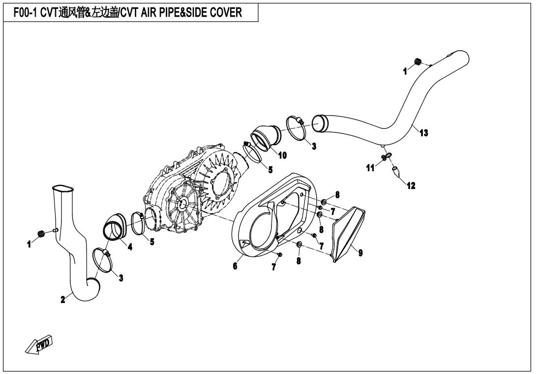 F00-1 - CVT AIR PIPE&SIDE COVER