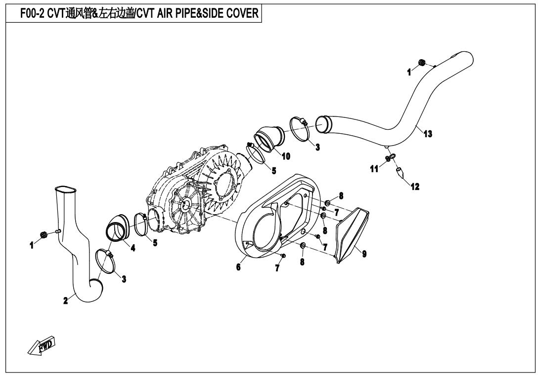 F00-2 - CVT AIR PIPE&SIDE COVER