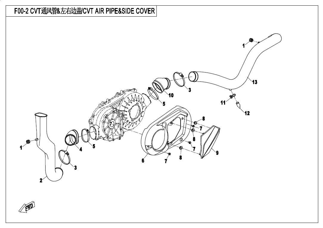 F00-2 - CVT AIR PIPE&SIDE COVER
