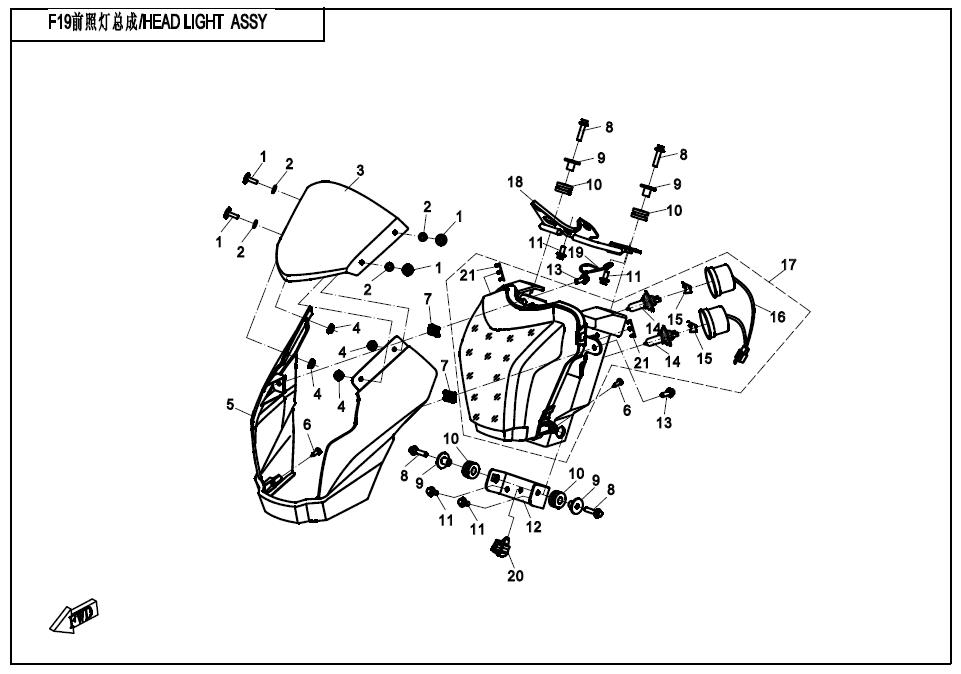 F16-1 - HEAD LIGHT ASSY