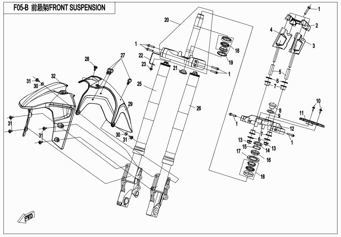 F05-B - FRONT SUSPENSION(LOW CONFIGURATION)