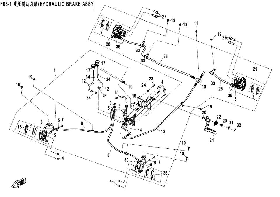 F08-1 - HYDRAULIC BRAKE ASSY