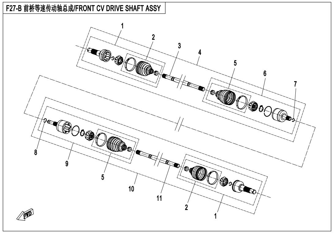 F27-B - FRONT CV DRIVE SHAFT ASSY.(QC)