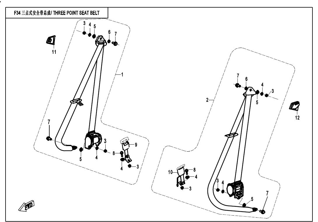 F34 - THREE POINTS SEAT BELTS