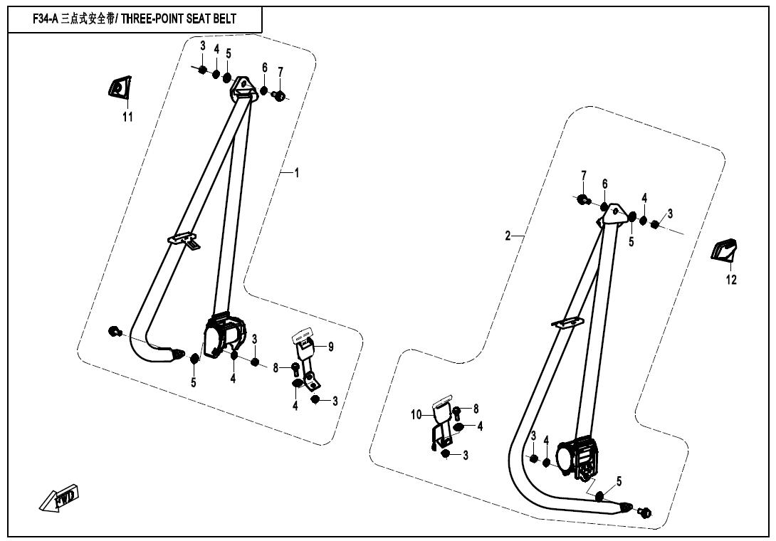 F34-A - THREE-POINT SEAT BELTS