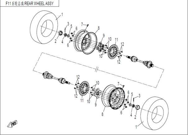 F11 - REAR WHEEL ASSY