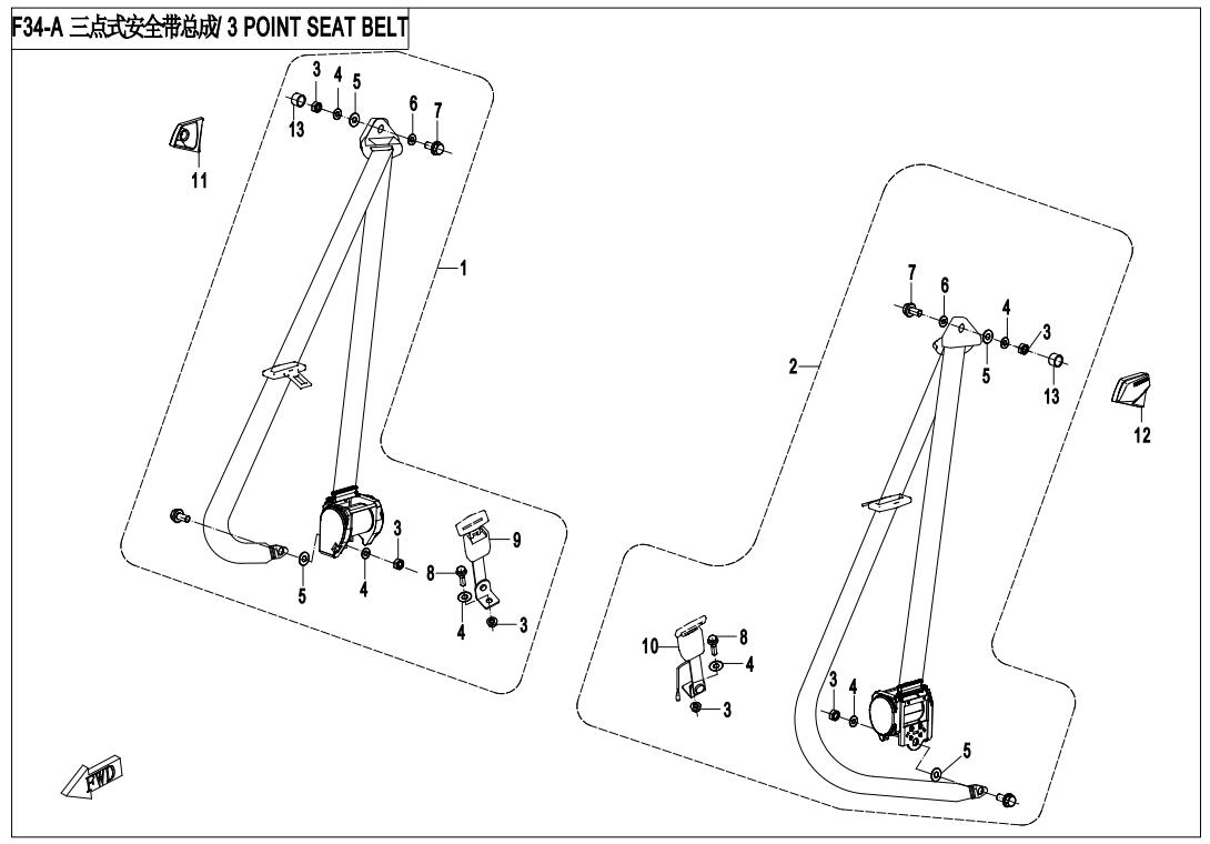 F34-1 - 3 POINT SEAT BELT