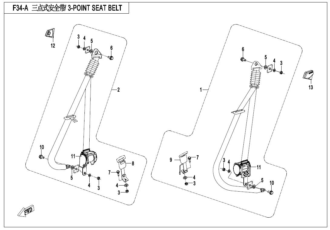 F34-A - 3-POINT SEAT BELT