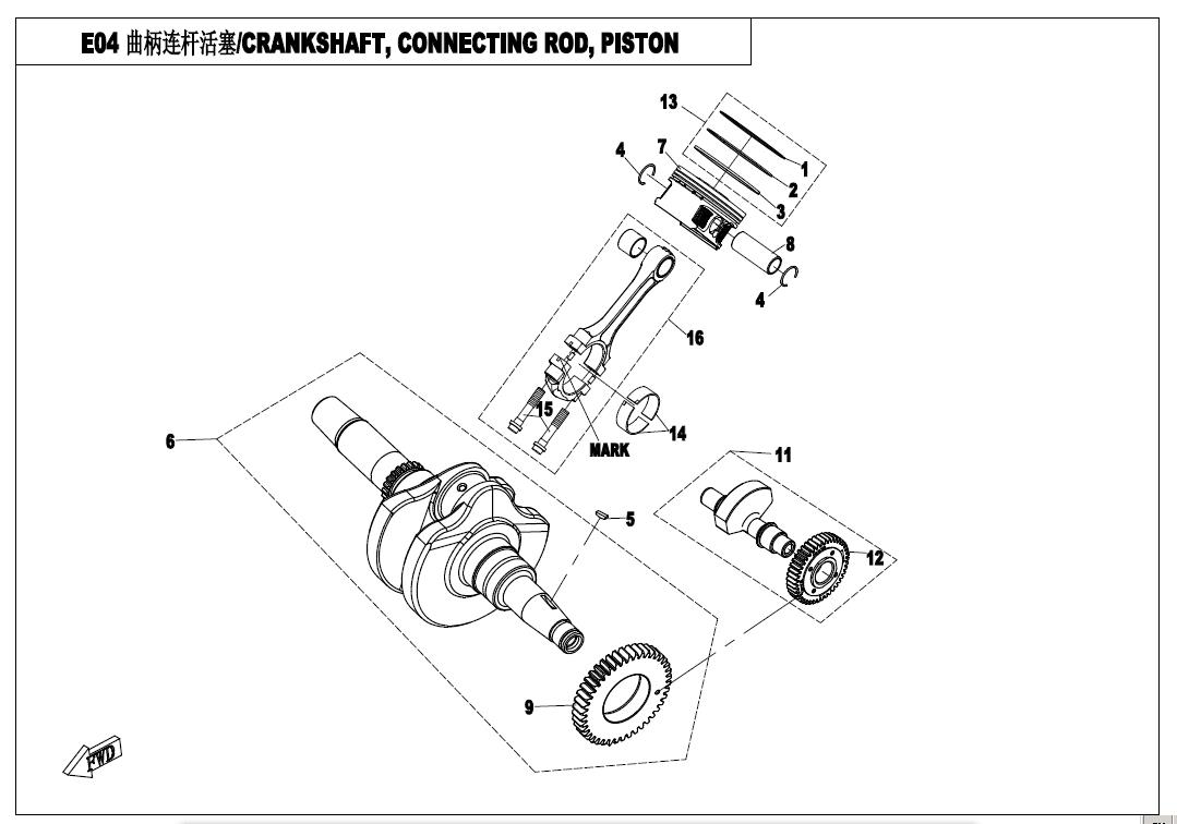 E04 - CRANKSHAFT,CONNECTING ROD,PISTON ASYY.