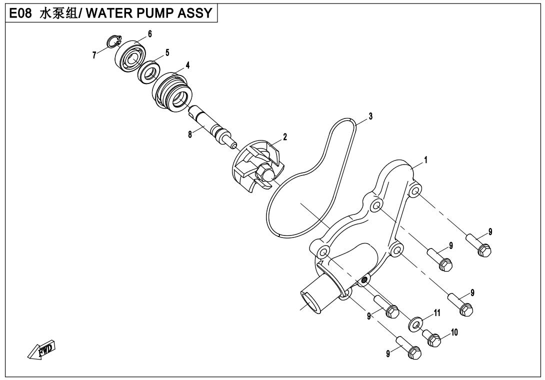 E08 - WATER PUMP ASSY