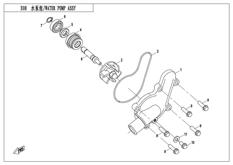 E08 - WATER PUMP ASSY