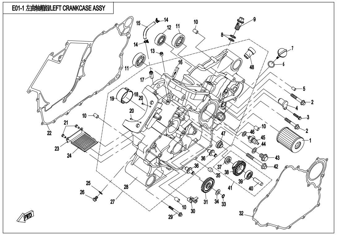 E01-1 - LEFT CRANKCASE ASSY.