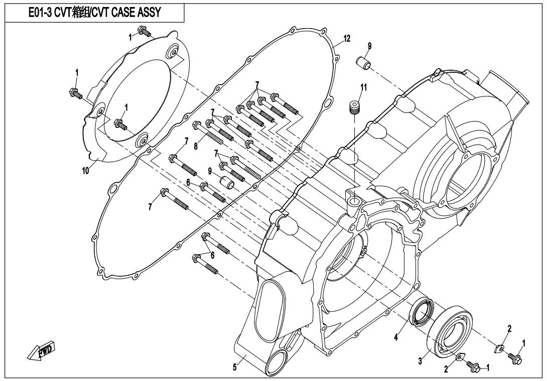 E01-3 - CVT CASE ASSY.