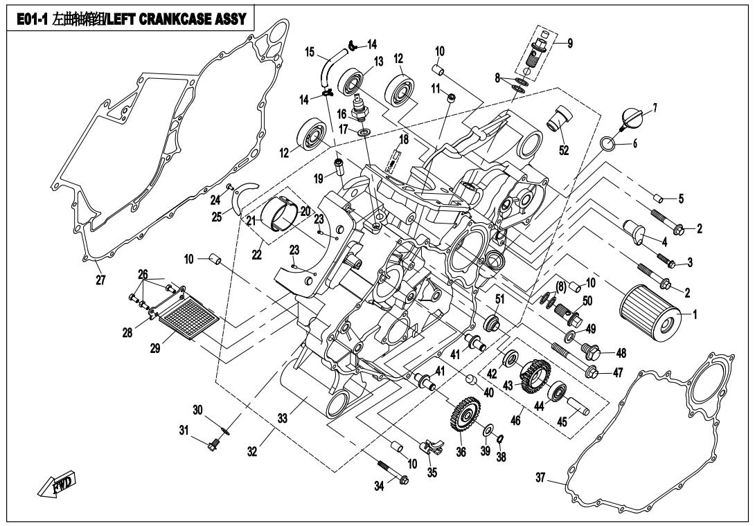 E01-1 - LEFT CRANKCASE ASSY