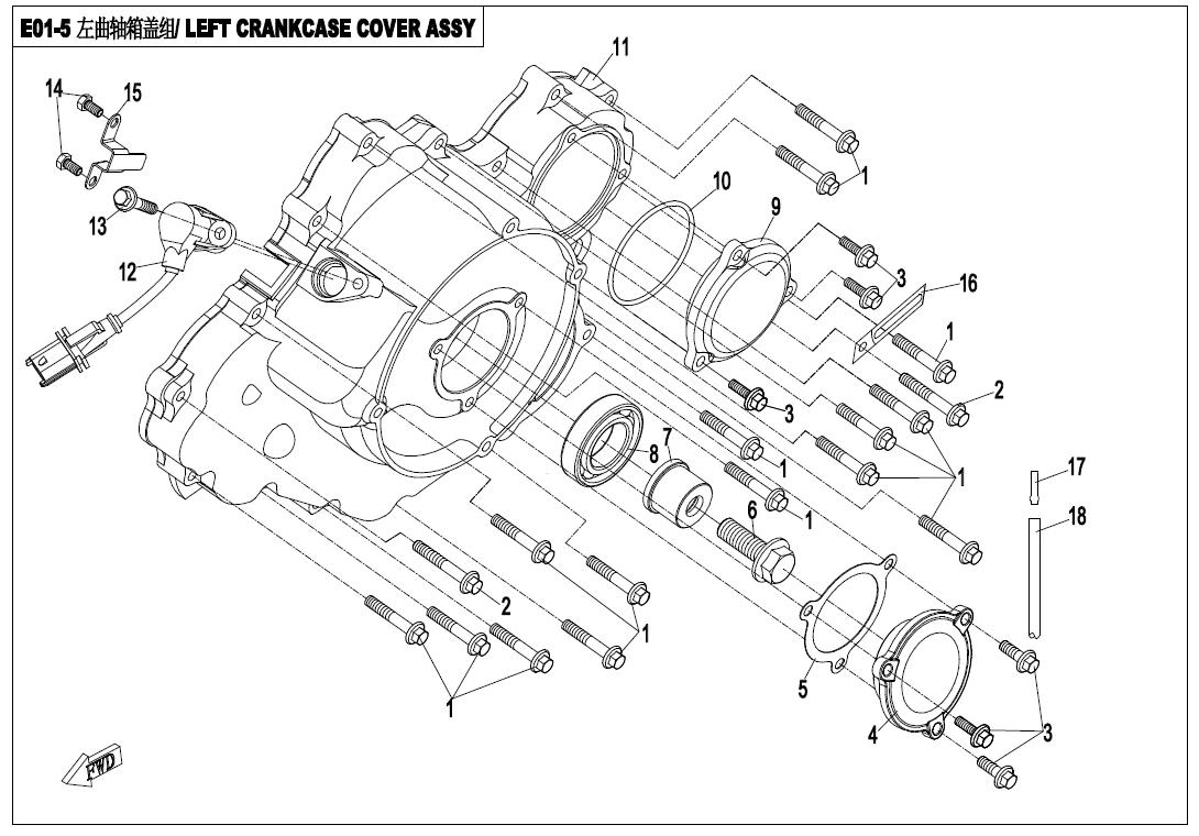 E01-5 - LEFT CRANKCASE COVER ASSY