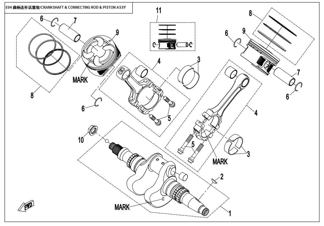 E04 - CRANKSHAFT & CONNECTING ROD & PISTON ASSY