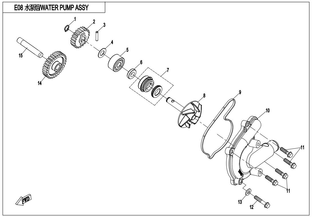 E08 - WATER PUMP ASSY.
