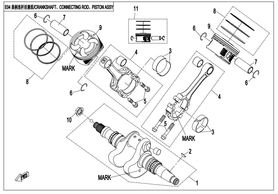 E04 - CRANKSHAFT & CONNECTING ROD & PISTON ASSY.