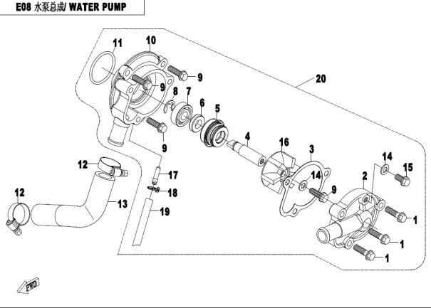 E08 - WATER PUMP ASSY.