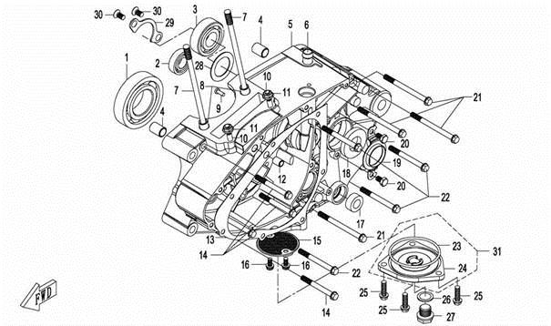 E02 - LEFT CRANKCASE ASSY