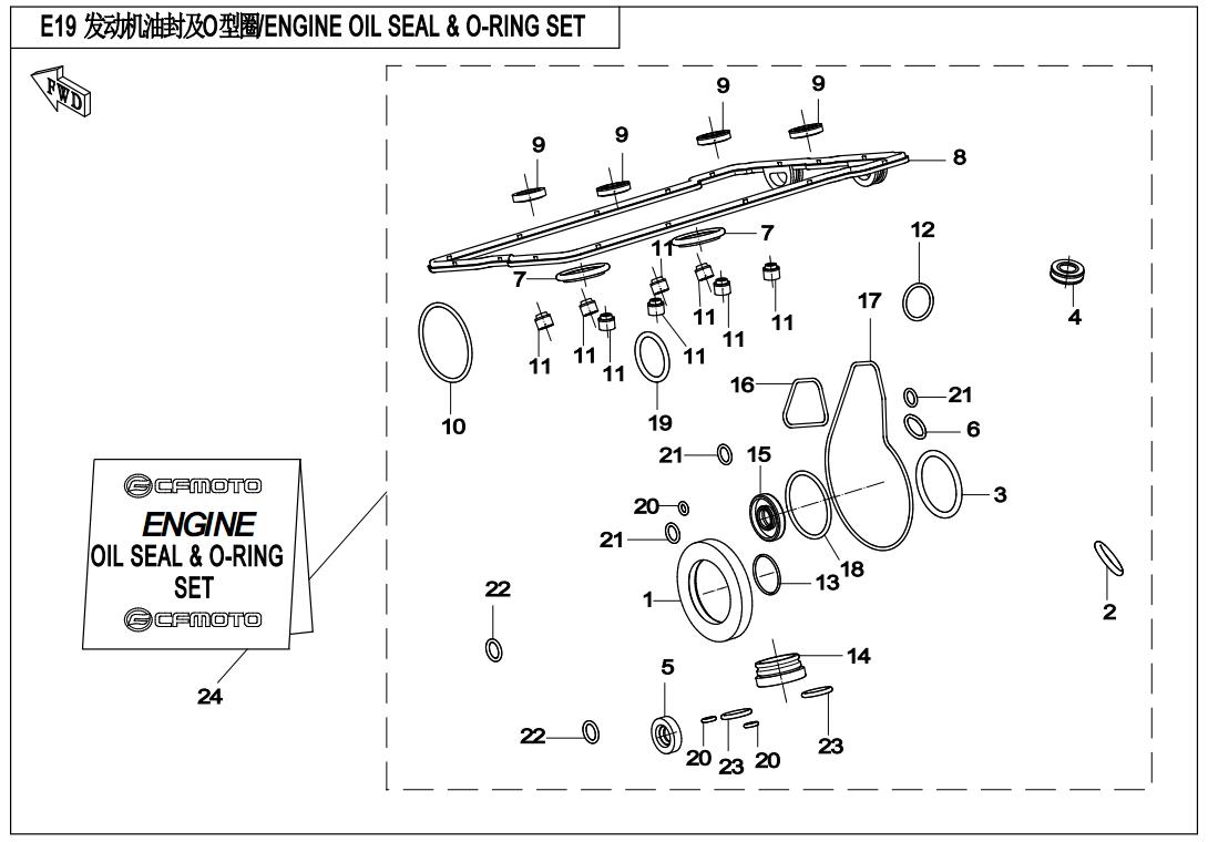 E19 - ENGINE OIL SEAL & O-RING SET