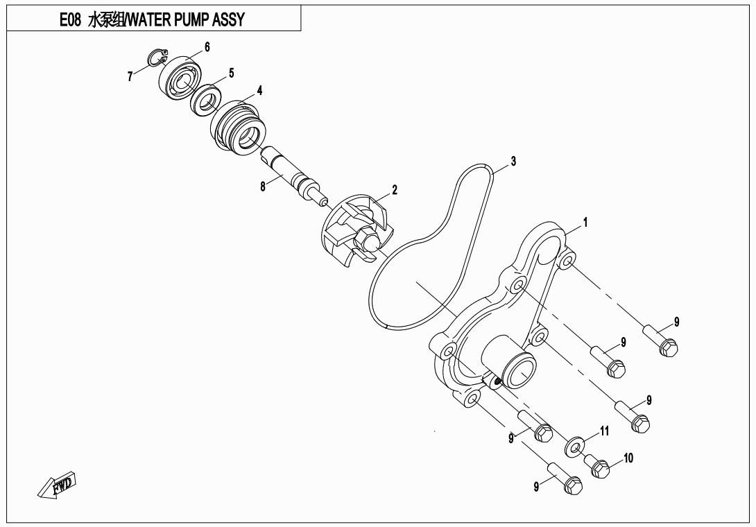 E08 - WATER PUMP ASSY