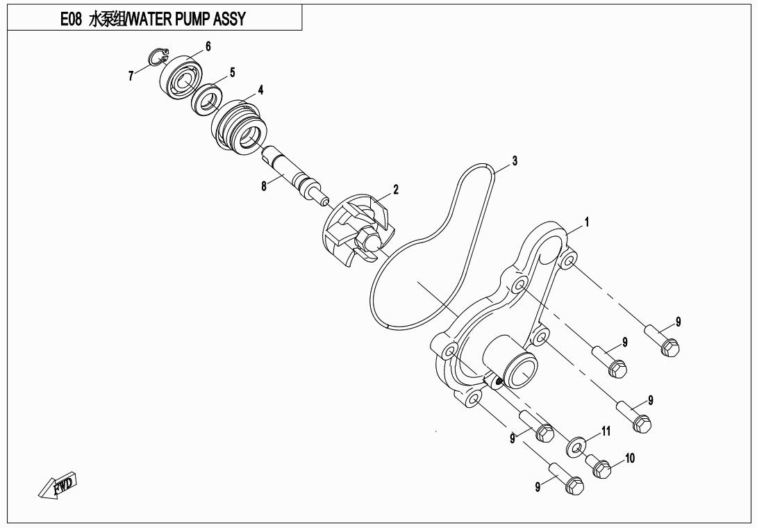 E08 - WATER PUMP ASSY