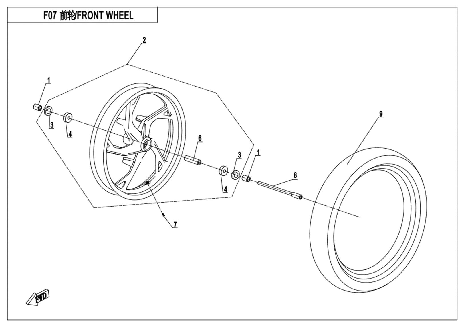 F07-A-A - FRONT WHEEL(RIM-MATTE BLACK)
