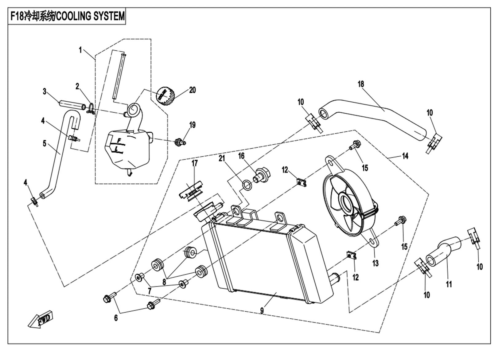 F18-V2 - COOLING SYSTEM(WITHOUT THERMAL SWITCH)