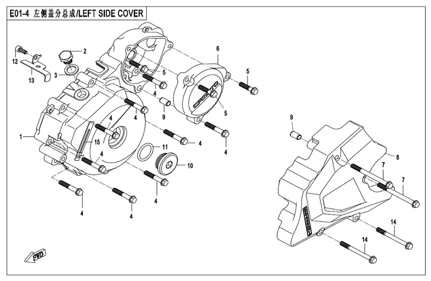 E01-4-V1 - LEFT SIDE COVER ASSY