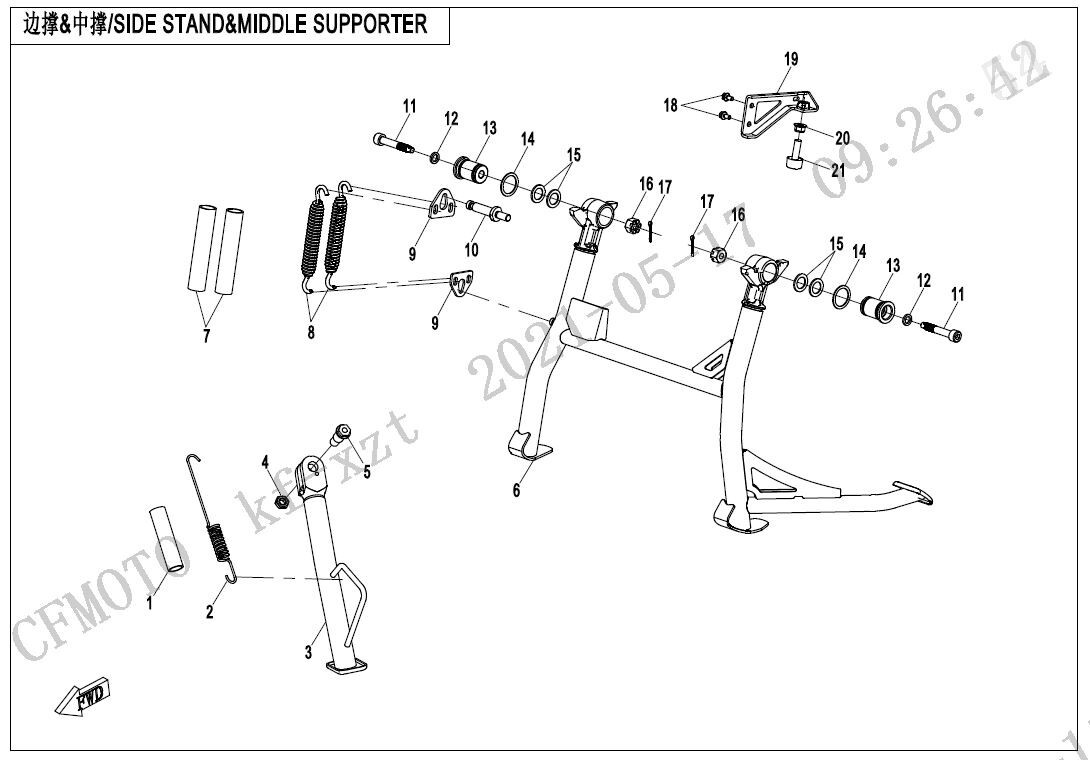 F03-4 - SIDE STAND & MIDDLE SUPPORTER