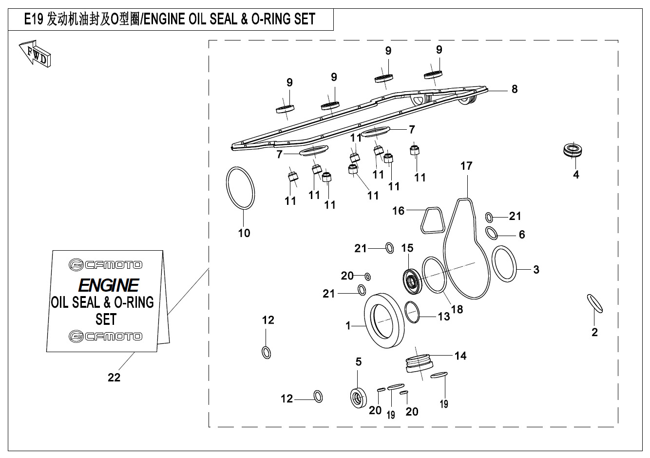 E19 - ENGINE OIL SEAL @^ O-RING SET