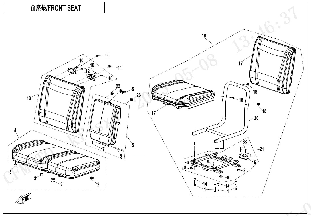 F13-1-A-V2 - FRONT SEAT(NON HEATING EQUIPMENT)