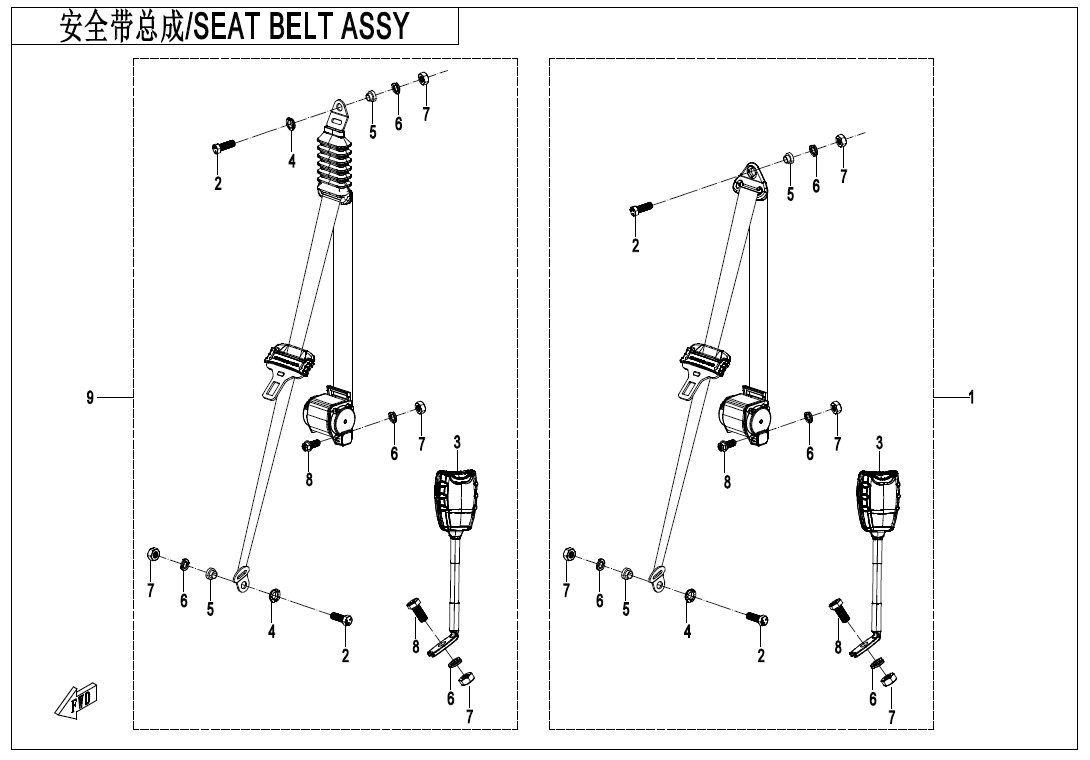F34-3 - SEAT BELT ASSY(BACK SEAT)