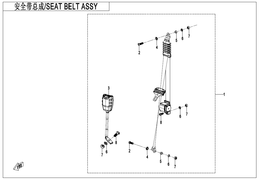 F34-4 - SEAT BELT ASSY(BACK SEAT)