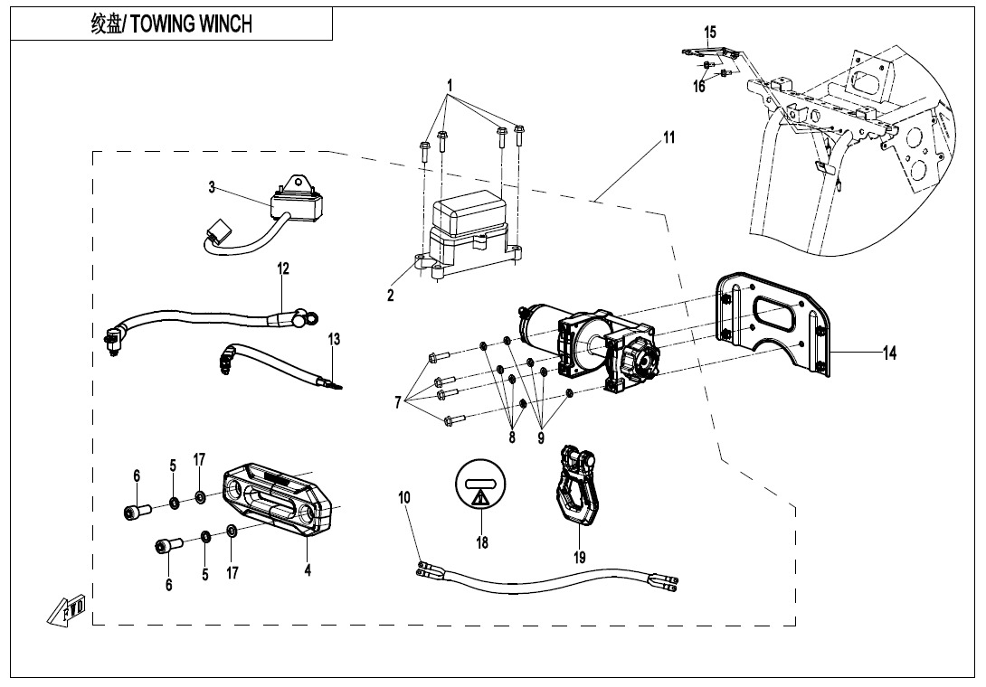 F15-2-B-V3 - TOWING WINCH(NYLON ROPE, ALUMINUM HOLDER)