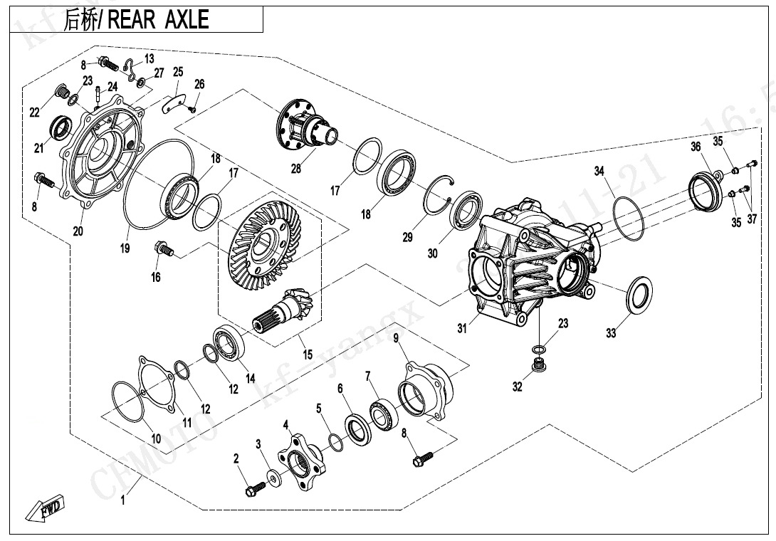 F33-V2 - REAR AXLE(WITHOUT DIFFERENTIAL)