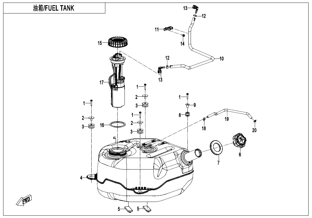 F12-B - FUEL TANK(FOR NON FUEL EVAPORATION SYSTEM)
