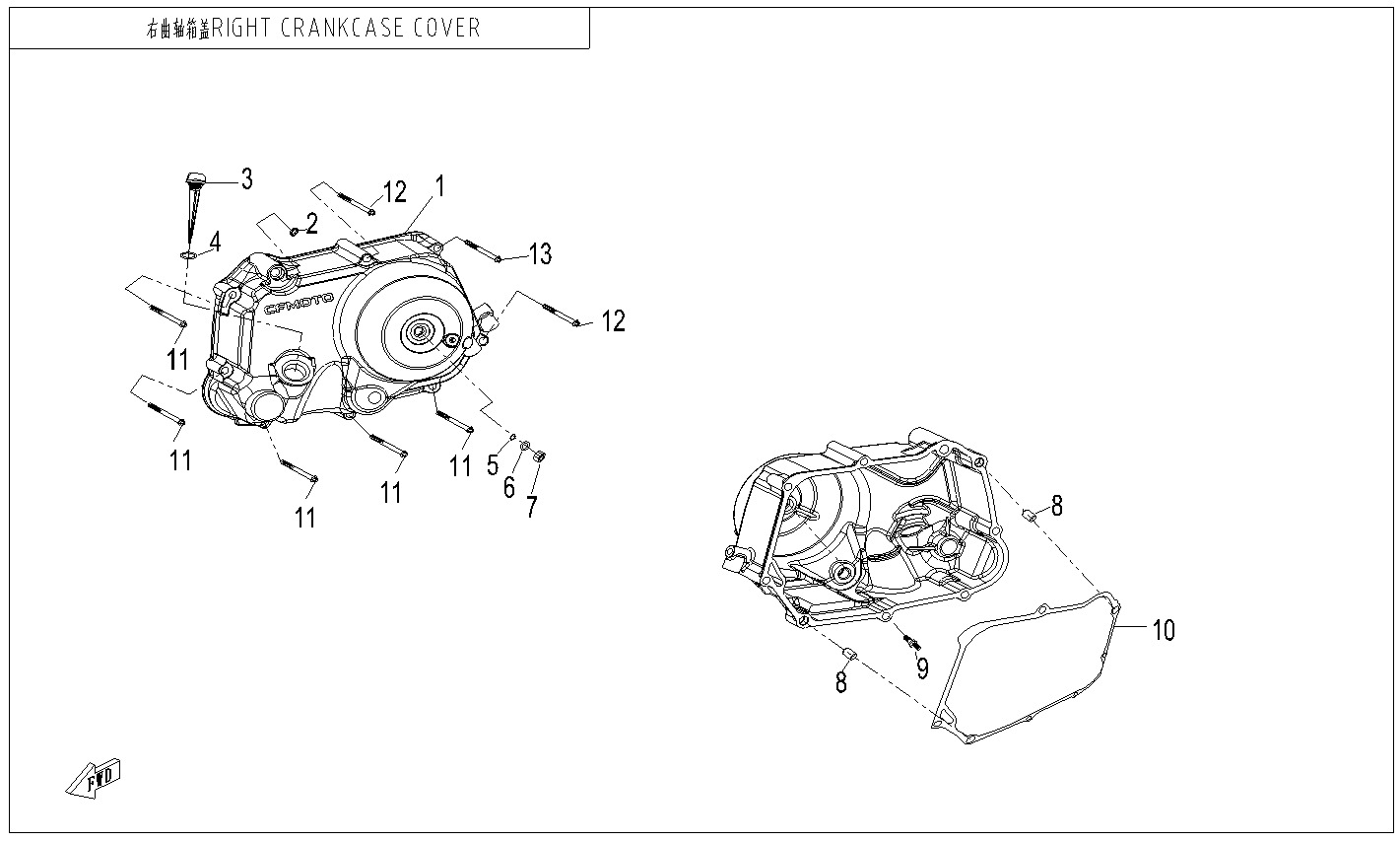 E01-3 - RIGHT CRANKCASE COVER
