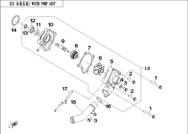 E23 - WATER PUMP ASSY.