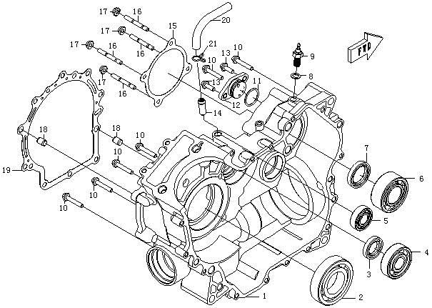 E03 - RIGHT CRANKCASE