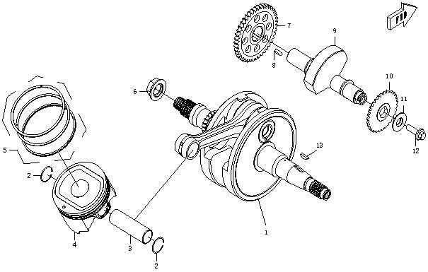E12 - CRANKSHAFT, PISTON, BALANCER